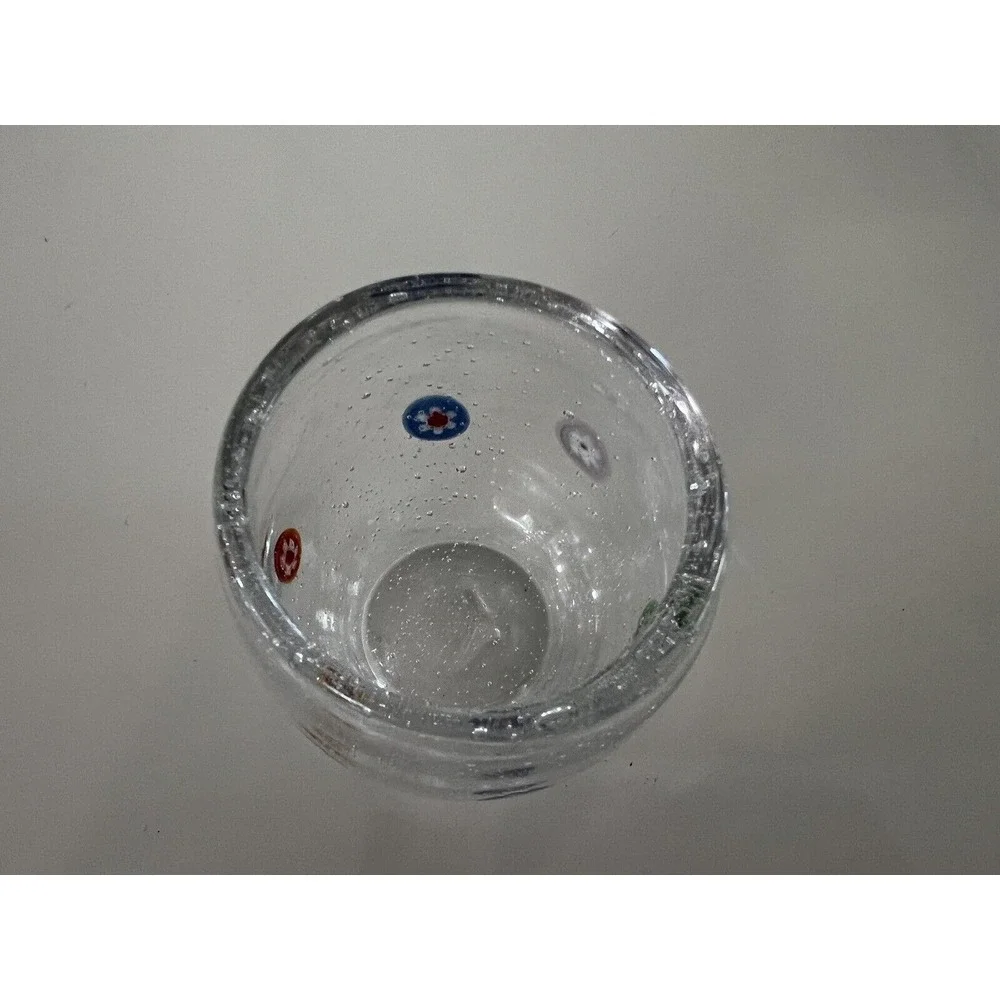 Crate & Barrel Millefiori Votive Candle Holder Blown‎ Bubble Glass Zazz 2.5